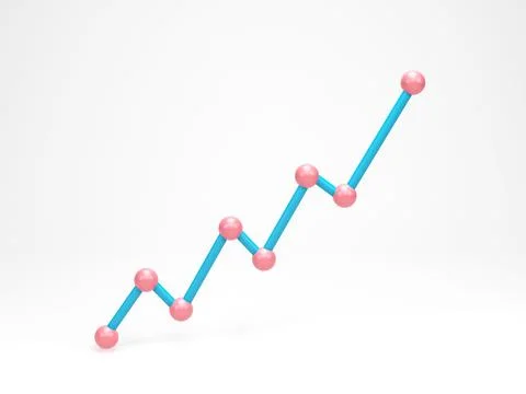 3D rendering, 3D illustration. Line graph isolated on white background. Con.. 스톡 일러스트