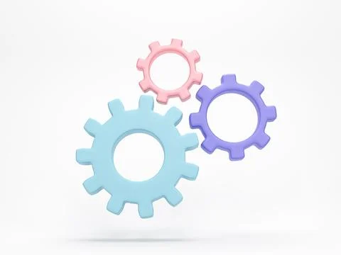 3D rendering, 3D illustration. Minimal gear symbol isolated on white backgr.. Stock Illustration