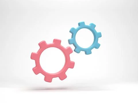 3D rendering, 3D illustration. Minimal gear symbol isolated on white backgr.. 스톡 일러스트