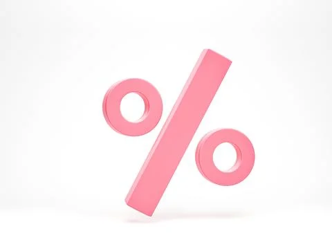 3D rendering, 3D illustration. Minimal percent symbol on white background. .. Stock Illustration