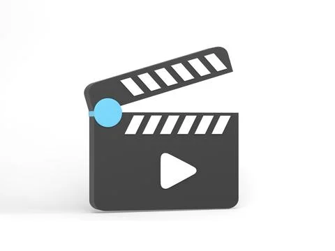 3D rendering, 3D illustration. Movie clapper icon or Film slate on white ba.. 스톡 일러스트