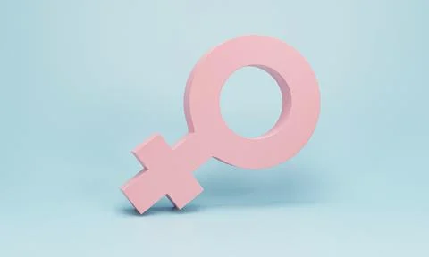 3d rendering, 3d illustration. Pink female gender sign, woman sex symbol on.. Stock-Illustration