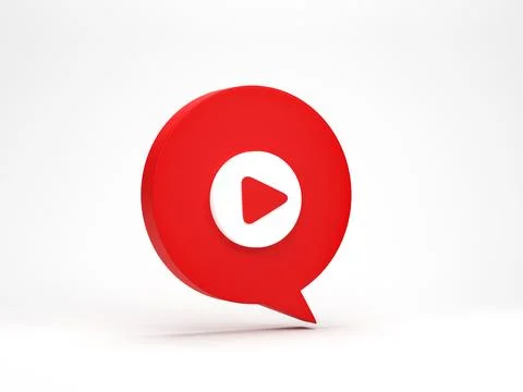 3D rendering, 3D illustration. Play video icon in chat speech bubble isolat.. 스톡 일러스트