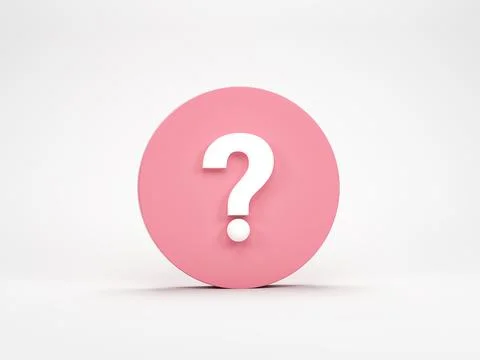 3D rendering, 3D illustration. Question mark icon in pink circle isolated o.. Illustrazione stock