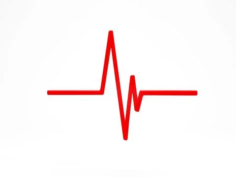 3D rendering, 3D illustration. red heart beat monitor pulse line icon on wh.. Illustrazione stock