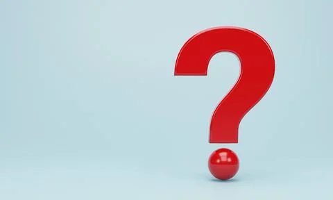 3D Rendering, 3d illustration. Red question marks icon on blue pastel backg.. Stock Illustration