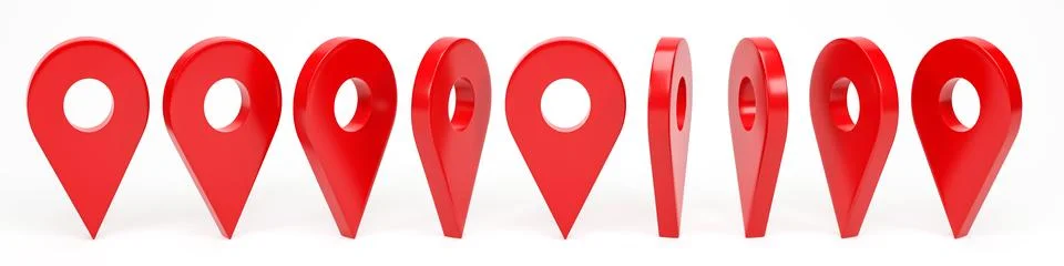 3D rendering, 3D illustration. Set of location points isolated on white bac.. Stock Illustration