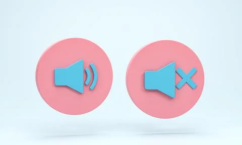 3D rendering, 3D illustration. Speaker volume icon. Design element for audi.. Stock Illustration