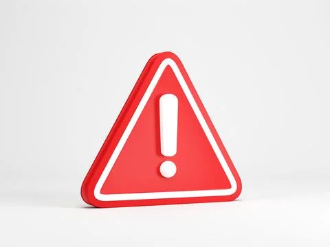 3D rendering, 3D illustration. Warning sign icon on white background. Atten.. Stock Illustration