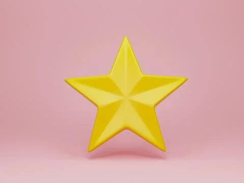 3d rendering, 3d illustration. Yellow stars on pink background. Modern mini.. Stock Illustration