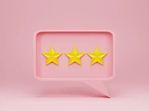 3d rendering, 3d illustration. Yellow stars with bubble on pink background... イラスト素材