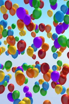 3d rendering, 3d illustrations. inflated balloon on the blue sky Stock Illustration