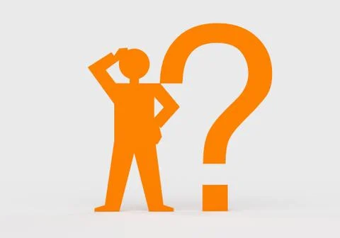 3d rendering, 3d illustrations. Men cut out with question mark Stock Illustration