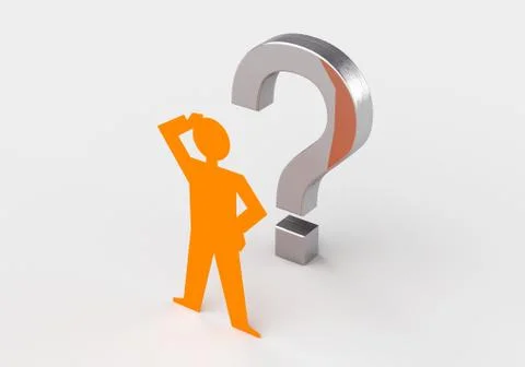 3d rendering, 3d illustrations. Men cut out with question mark Stock Illustration