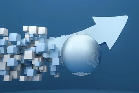 3d rendering, 3d model of arrow, the concept of development and direction Stock Illustration