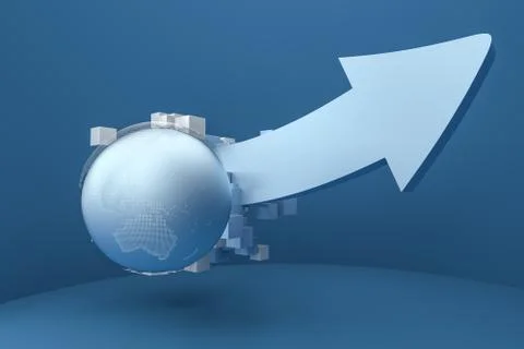 3d rendering, 3d model of arrow, the concept of development and direction Stock Illustration