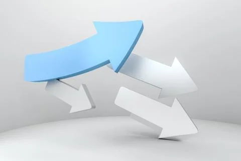 3d rendering, 3d model of arrow, the concept of development and direction Stock Illustration