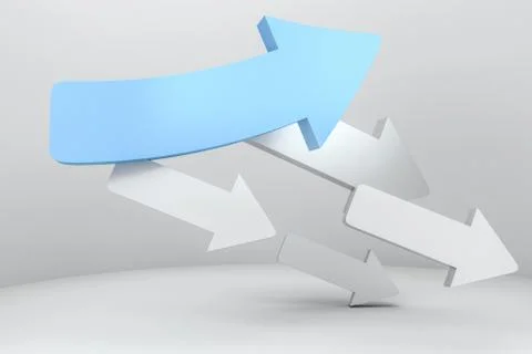 3d rendering, 3d model of arrow, the concept of development and direction Stock Illustration