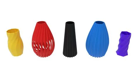 3D rendering of a 3d printed vase complex shaped and colored isoalted on white Stock Illustration