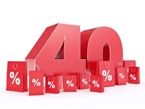 3D rendering of a 40 percent discount Stock Illustration