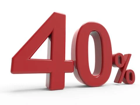 3d rendering of a 40% symbol Stock Illustration