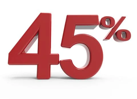 3d rendering of a 45% symbol Stock Illustration