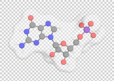 3D rendering of 5'-Guanylic Acid over a transparent background. Stock Illustration
