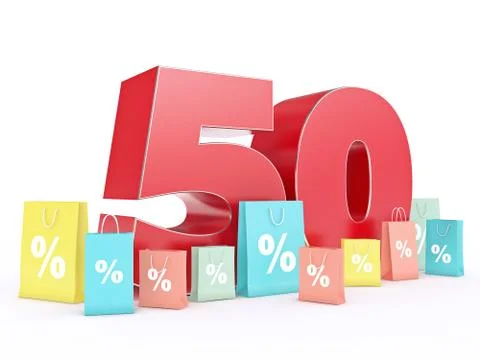 3D rendering of a 50 percent discount Stock Illustration