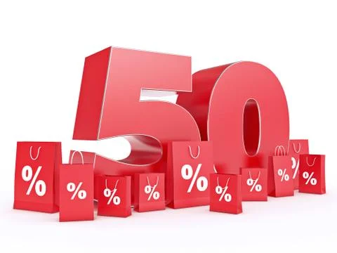 3D rendering of a 50 percent discount Stock Illustration