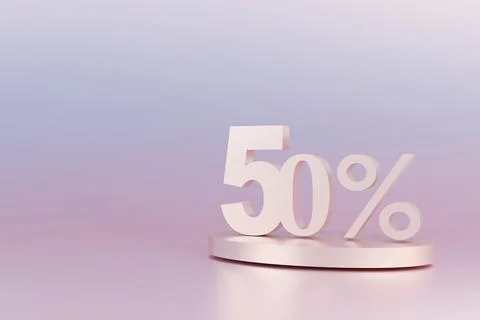 3D Rendering. 50 percent off with freespace for texting on pastel pink back.. Stock Illustration
