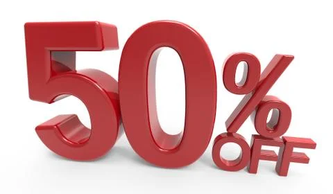 3d rendering of a 50% off symbol Stock Illustration