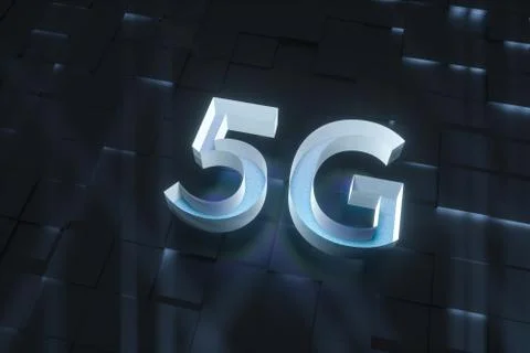 3d rendering, 5g font and circuit background Stock Illustration