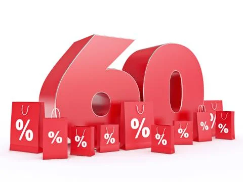 3D rendering of a 60 percent discount Stock Illustration