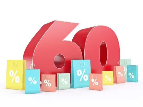 3D rendering of a 60 percent discount Stock Illustration