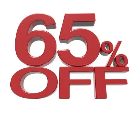 3d rendering of a 65% off symbol Stock Illustration
