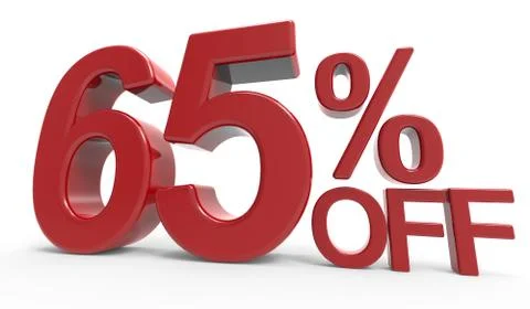 3d rendering of a 65% off symbol Stock Illustration