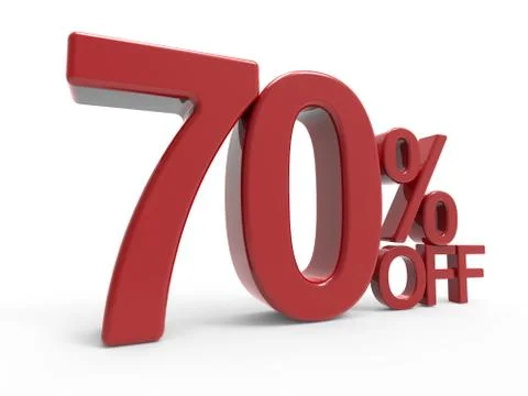 3d rendering of a 70% symbol Stock Illustration