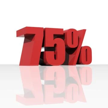 3d rendering of a 75 percent discount in red letters Stock Illustration