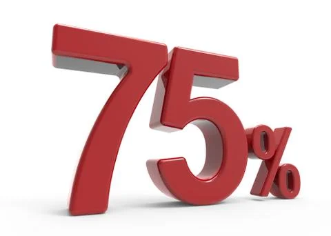 3d rendering of a 75% symbol Stock Illustration