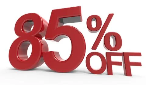 3d rendering of a 85% off symbol Stock Illustration