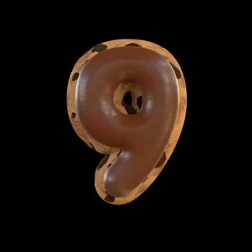 3d rendering of the 9 or nine number recreating a cookie with chocolate on to Stock Illustration
