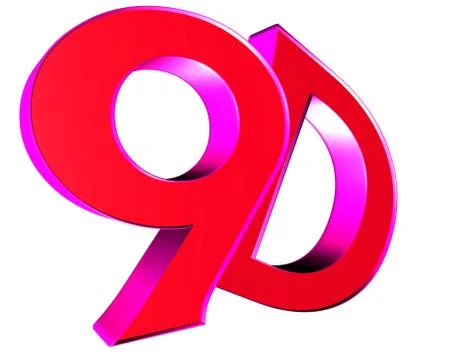 3d rendering. 9d text on white background Stock Photos