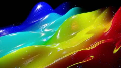 3d rendering. Abstract 3D surface with beautiful waves, luminous sparkles and Stock Illustration