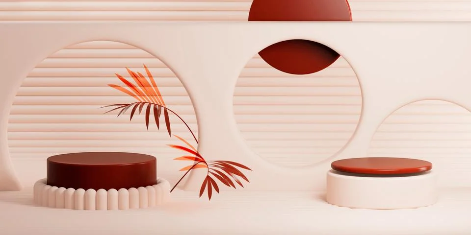 3D rendering of an abstract art composition featuring various geometric shapes i Stock Illustration