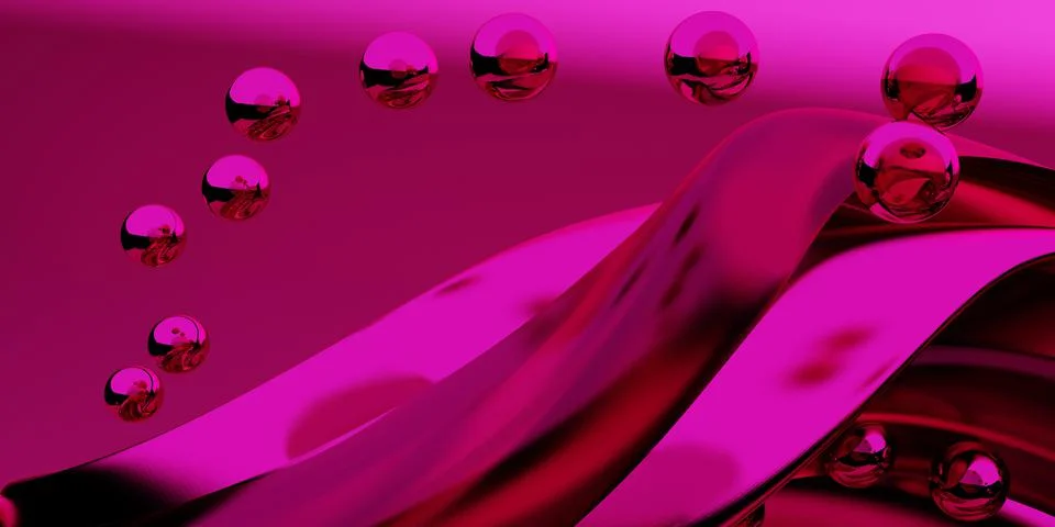 3d rendering of abstract art is a part of surreal 3d mirror, metal balls Stock Illustration