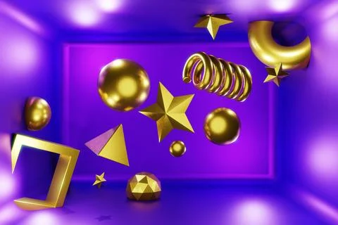 3D rendering abstract art sci-fi background. The simple form of a ball, cub.. Stock Illustration