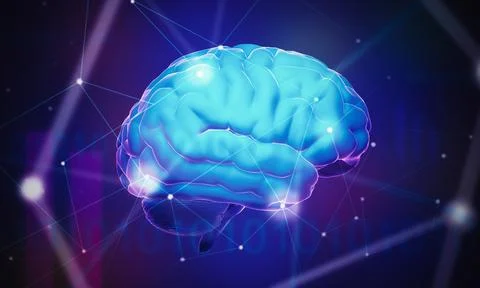 3D rendering of abstract artificial intelligence and neuronal networks Stockillustratie