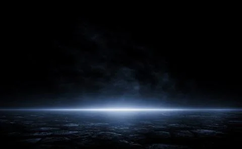 3D Rendering Abstract asphalt light in a dark empty street with smoke backg.. Stock Illustration