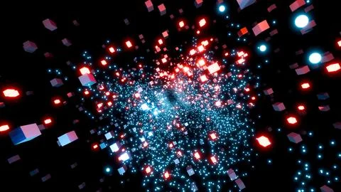 3D rendering, abstract background with alternating blue and red 3D cubes Stock Illustration