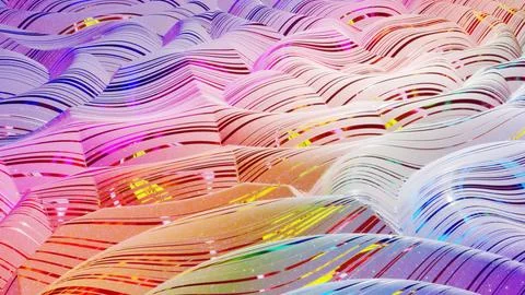 3d rendering abstract background. Beautiful iridescent wavy surface of liquid Stock Illustration